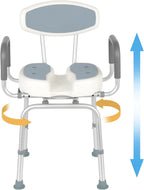 FAHKNS Senior Bathing Chair Swivel Shower Chair with Arms and Back, 400 lbs Heavy Duty U-Shape Seat for Inside Tub, Height Adjustable Safety Bath Seat for Elderly and Disabled