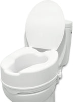 PEPE Mobility Raised Toilet Seat with Lid for Elderly 6" High, Fits Round and Elongated up to 15" Wide, Commode Seat with Sturdy Brackets, Medical Aid