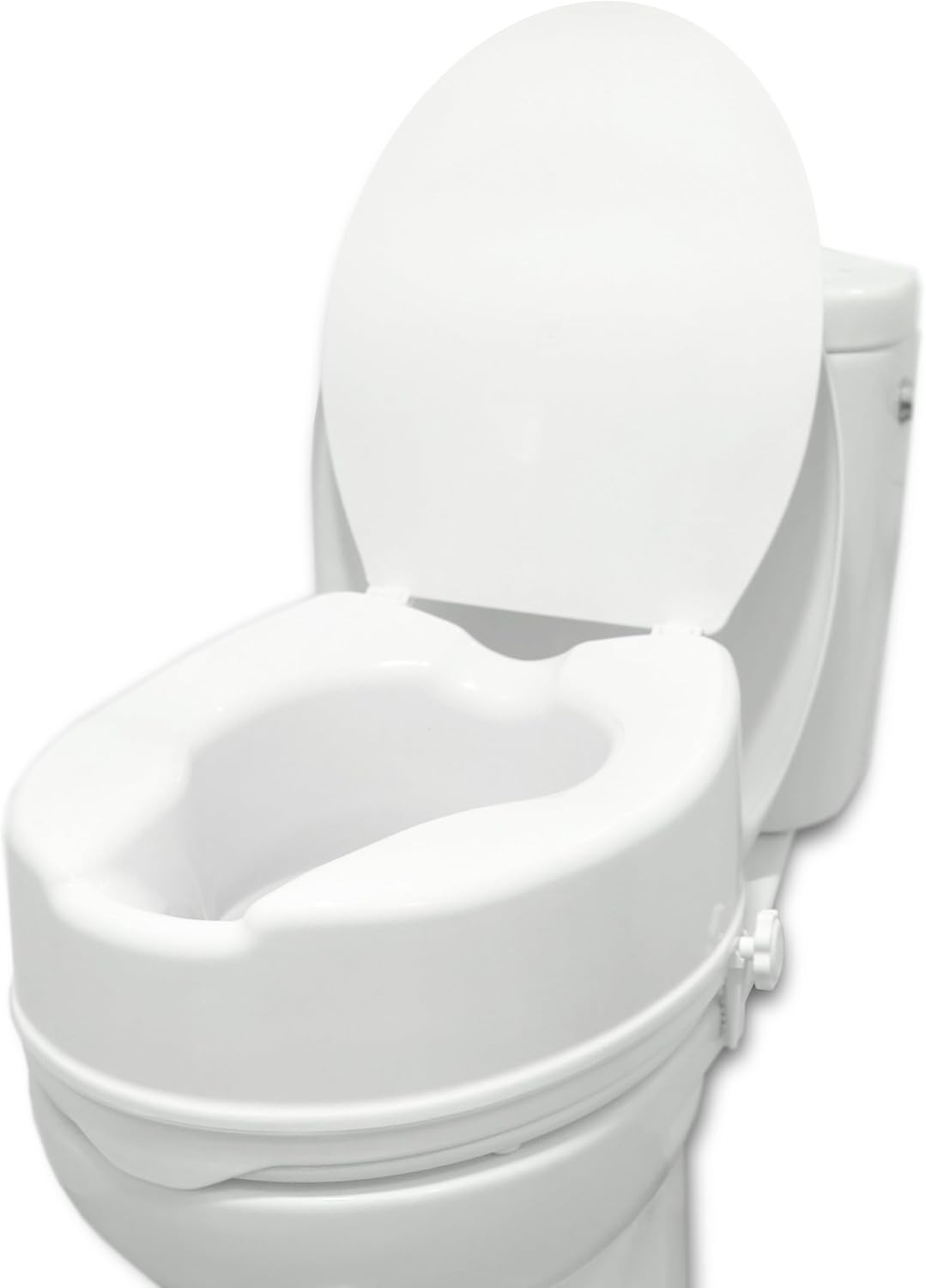 PEPE Mobility Raised Toilet Seat with Lid for Elderly 6" High, Fits Round and Elongated up to 15" Wide, Commode Seat with Sturdy Brackets, Medical Aid