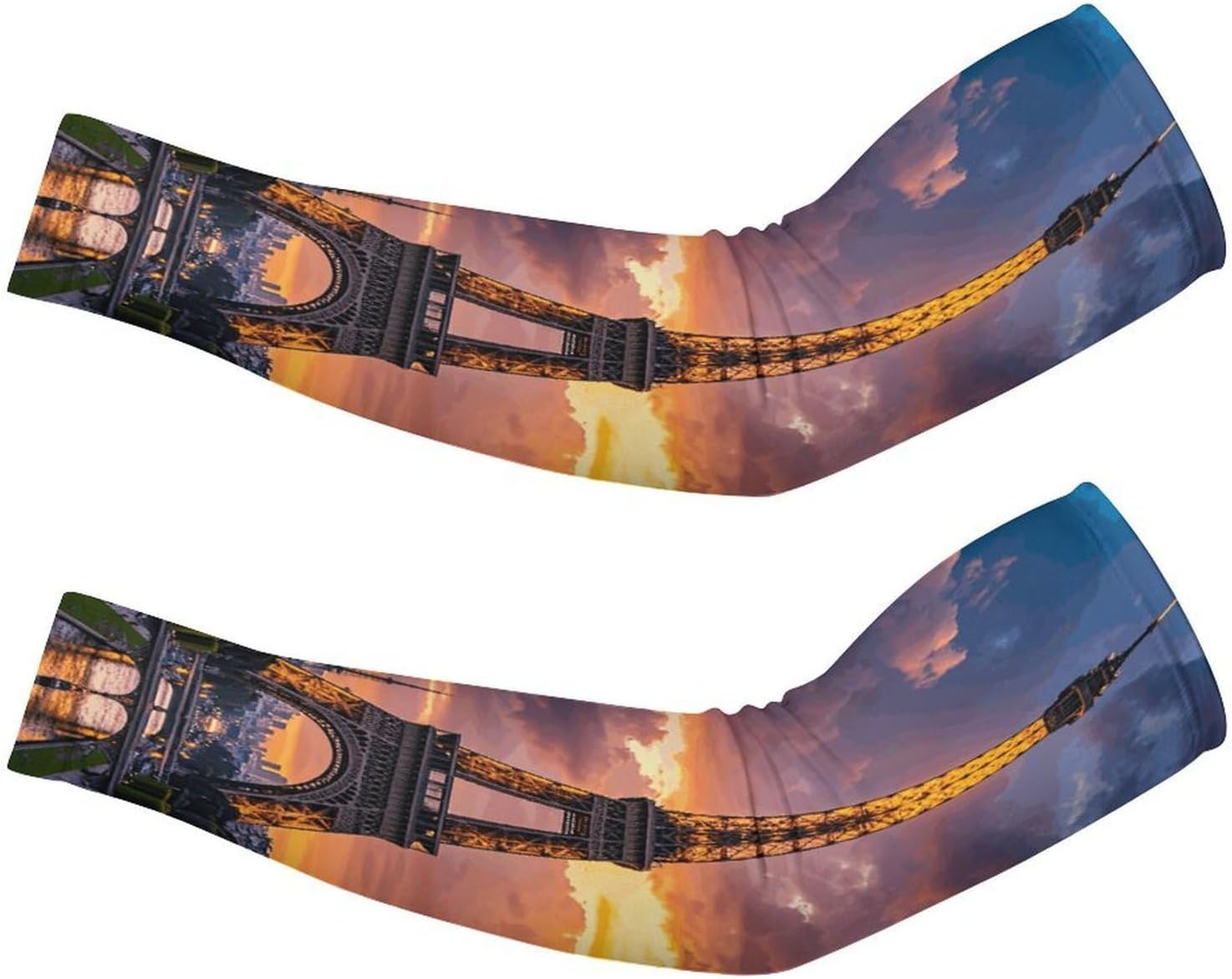 Beautiful Eiffel Tower Paris Cooling Arm Sleeves Ice Silk Breathable UV Sun Protection, Sports Arm Sleeves