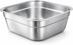 Stainless Steel Washing Up Bowl, Large Square Dish Tub for Kitchen Sink, 11.3 in Width Vegetable Washing Basin with Smooth Rim, Stable Flat Bottom Container for Home Cleaning