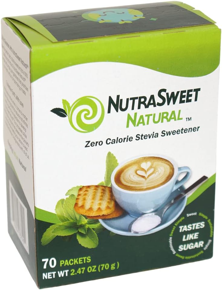 NutraSweet Natural Zero Calorie Stevia Sweetener-Natural Sugar Substitute, Sugar Like Taste, Diabetes-friendly, Keto-friendly - 70 count packets