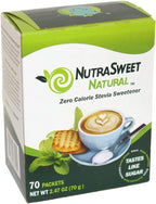 NutraSweet Natural Zero Calorie Stevia Sweetener-Natural Sugar Substitute, Sugar Like Taste, Diabetes-friendly, Keto-friendly - 70 count packets