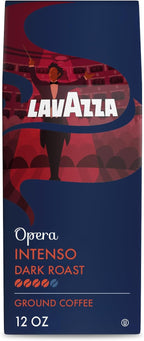 Lavazza Opera Intenso Ground Coffee 12oz Bag, Dark Roast, Bold and Balanced Taste, Intensity 4/5, Arabica and Robusta, Ideal for Drip Brewers, (Pack of 1) - Package May Vary