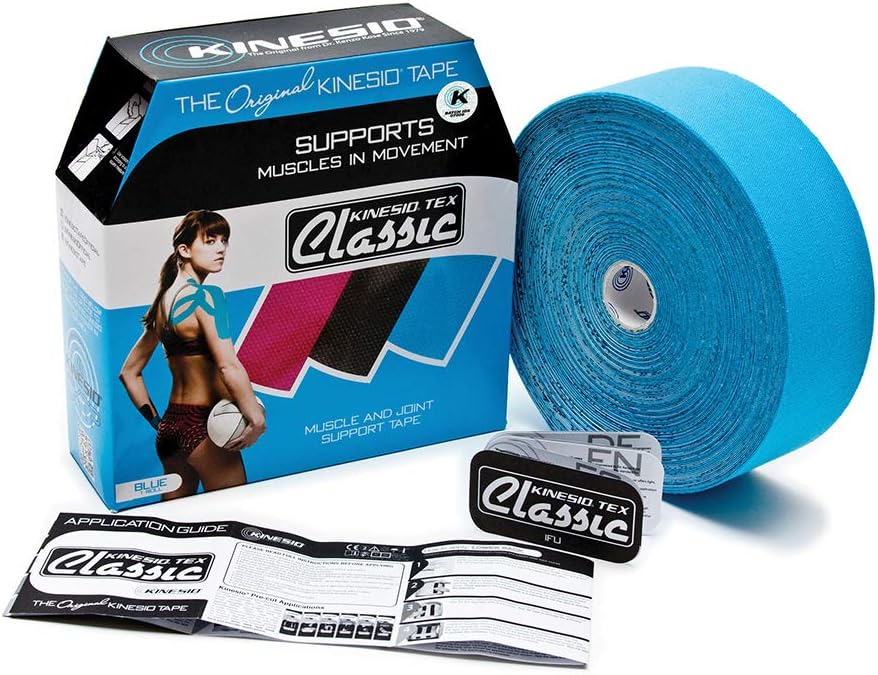 Kinesio CKT75125 Taping Elastic Therapeutic Athletic Tape, Tex Classic, Bulk Roll, Blue, 2", 103'