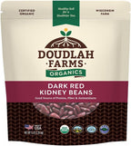 Organic Dried Dark Red Kidney Beans 5 lb - Non-GMO, USDA Organic, Farmed From Regenerative Soil, Tested Clean Certified, Vegan, Rich in Fiber & Protein for Soups, Salads, & Chili - Grown In USA by Doudlah Farms