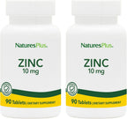NaturesPlus Zinc 10 mg - 90 Tablets, Pack of 2 - Supports Immune Health & Overall Well-Being - High-Potency Amino Acid Chelate Form - Gluten Free, Vegetarian - 180 Total Servings