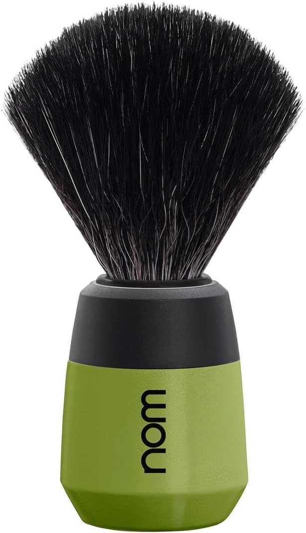 NOM Max Shaving Brush | Vegan Shave Brush for Shaving soaps and creams | sustainable eco-friendly and reusable | Exfoliating Shaving Brush | Olive handle