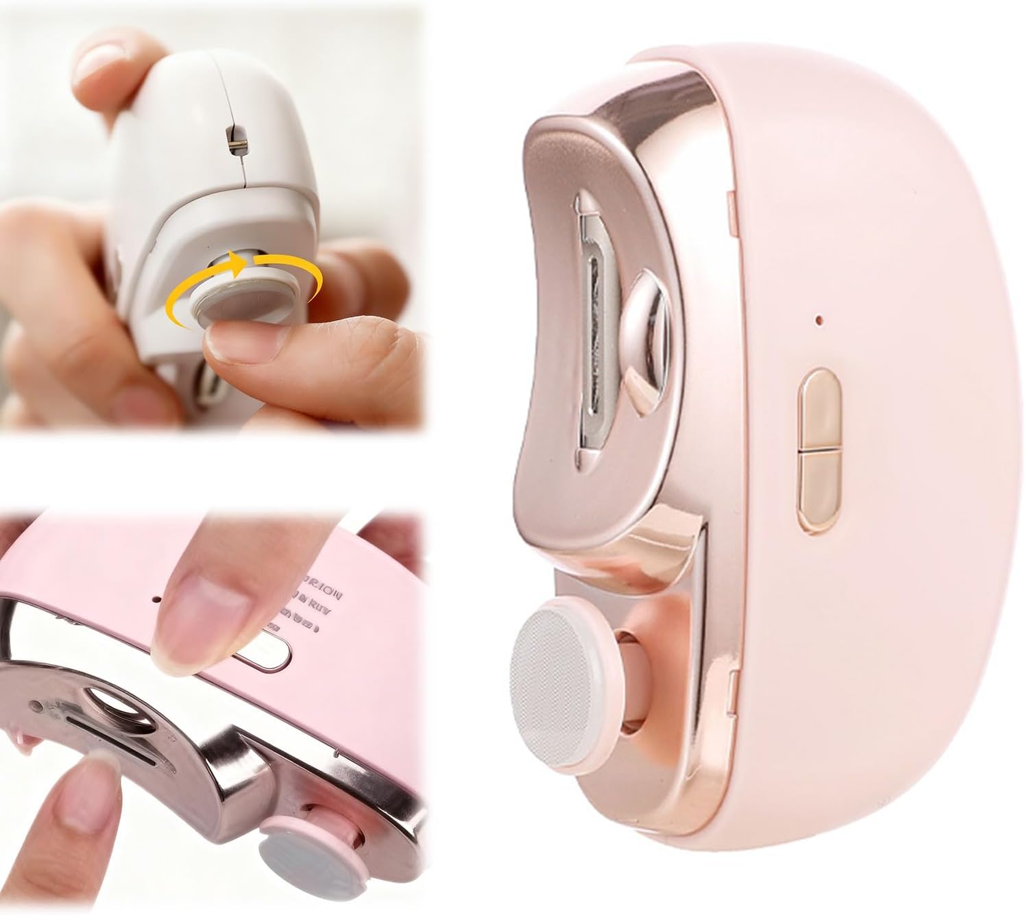 Electric Nail Clipper, 2 in 1 Electric Nail Clippers for Seniors and Adults, Baby Automatic Nail Clipper with Polishing, Light & Storage, Smart Nail Clipper 2-Speed for Fingernail (Pink)