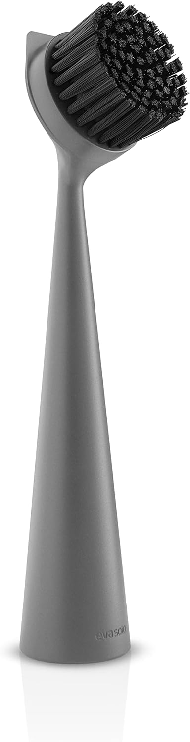 EVA SOLO | Dishbrush Nylon | Robust Washing-up Brush with a Practical & Effective Kitchen Scrubber Edge | Multipurpose Cleaning Brush | Danish Design, Functionality & Quality | Elephant Gray