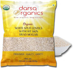 Darsa Organics Urad Dal Split Without Skin (Urad Mogar) 2lb – USDA Organic White Matpe Split Lentils | Non-GMO, Plant-Based Protein, Kosher | Great for Dosa Batter, Soups, & Stews