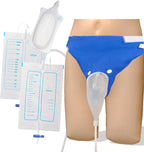 Wearable Urine Collector Bags Portable Urinals for Men, Condom Catheter Leak-Proof Reusable Silicone with 2 Catheters Bags, Male Urinal Collector for Elderly Men, Travelers (S/M, Blue)