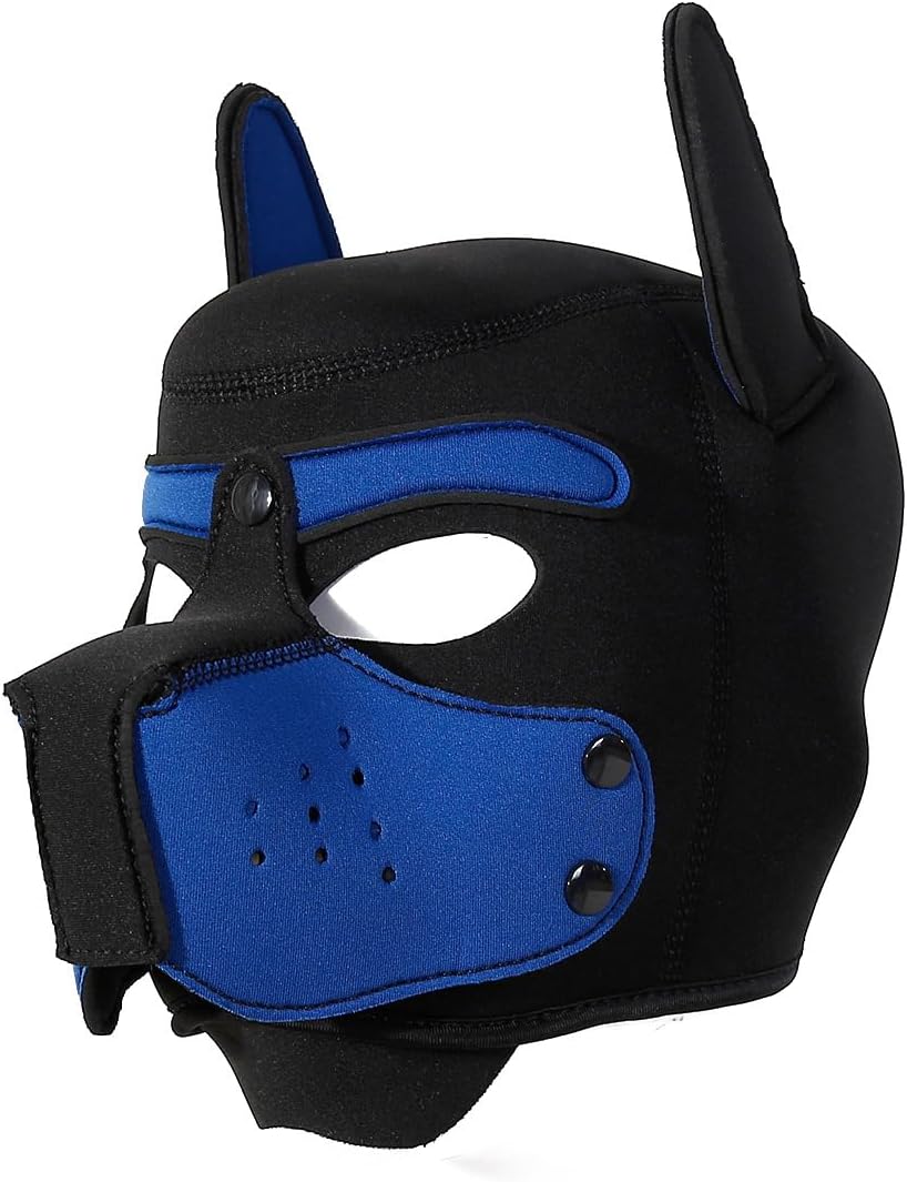 Adults Neoprene Puppy Hood Mask Pup Play Gear, Removable Cosplay Dog Full Face Pup Hood Pup Mask
