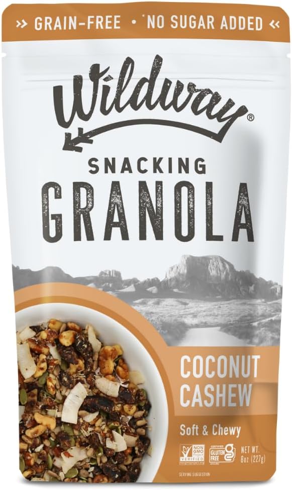 Wildway Keto Granola | Coconut Cashew | Grain-Free, Certified Gluten-Free Cereal | Vegan, Low Carb | No Sugar Added | Paleo-Friendly | Non-GMO Fruit & Nut Clusters | Nutrient-Rich Snack, 8 oz