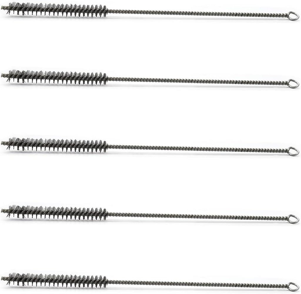 Utoolmart Wire Tube Brushes, Stainless Steel Spiral Power Bottle Brush, Long-Handle Bristle Pipe Cleaning Tool, 0.5" Diameter 12" Length for Auto Parts, Bottles, Tubes, Keyboards,Glass, 5pcs