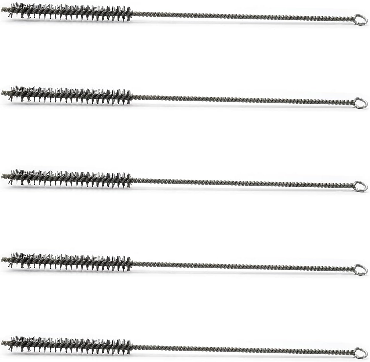 Utoolmart Wire Tube Brushes, Stainless Steel Spiral Power Bottle Brush, Long-Handle Bristle Pipe Cleaning Tool, 0.5" Diameter 12" Length for Auto Parts, Bottles, Tubes, Keyboards,Glass, 5pcs
