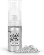 Shimmer Silver Edible Glitter Spray, 5g Edible Glitter for Cocktails, Cobakey Luster Dust Edible for Cake Decorating, Drinks, Baking, Chocolate, Strawberrie