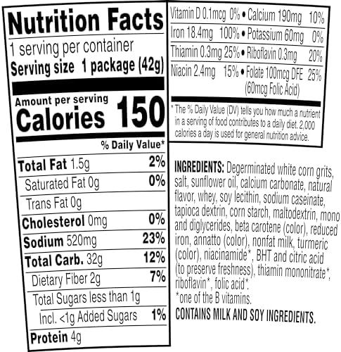 Quaker Instant Grits, Butter Flavor, Breakfast Cereal 1.48 Ounce (Pack of 12)