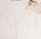 Clear Acrylic Cake Toppers, Acrylic Cake Topper Blanks, DIY Cake Topper, Cake Topper Blanks 12pcs Mix Shapes for Festival Party