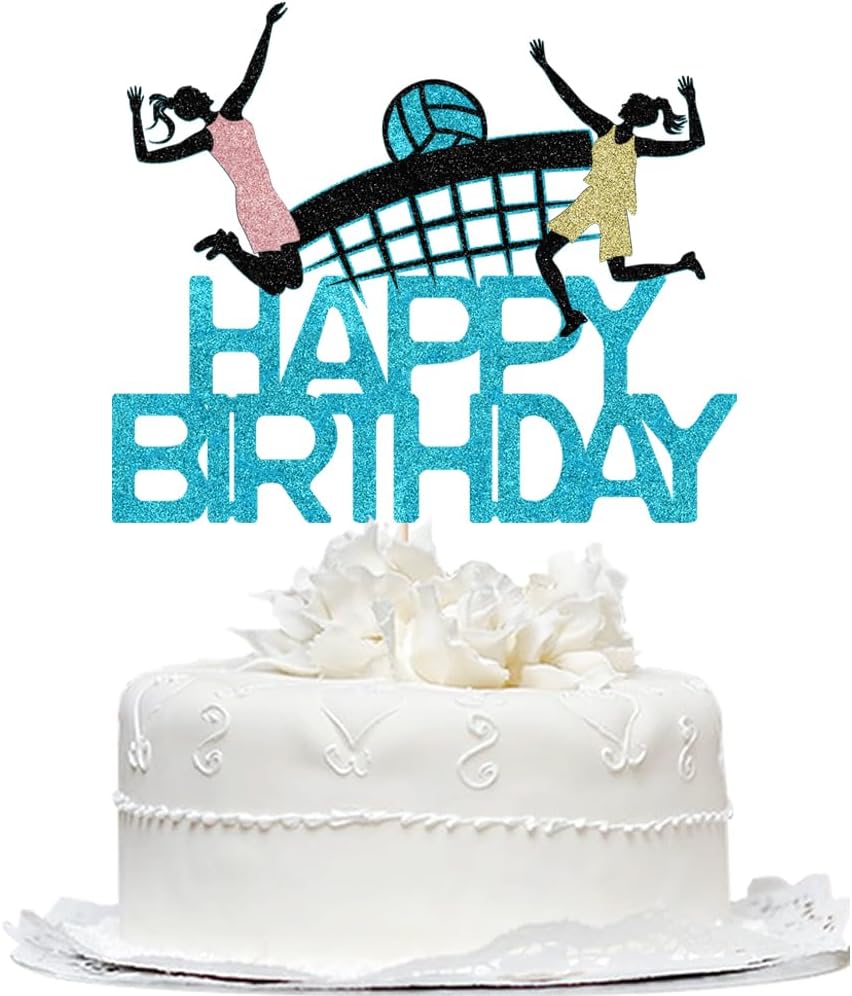 Volleyball Happy Birthday Cake Topper,Volleyball Player Cake Decor,Volleyball Theme Baby Shower Sport/Birthday Party Cake Decorations Supplies