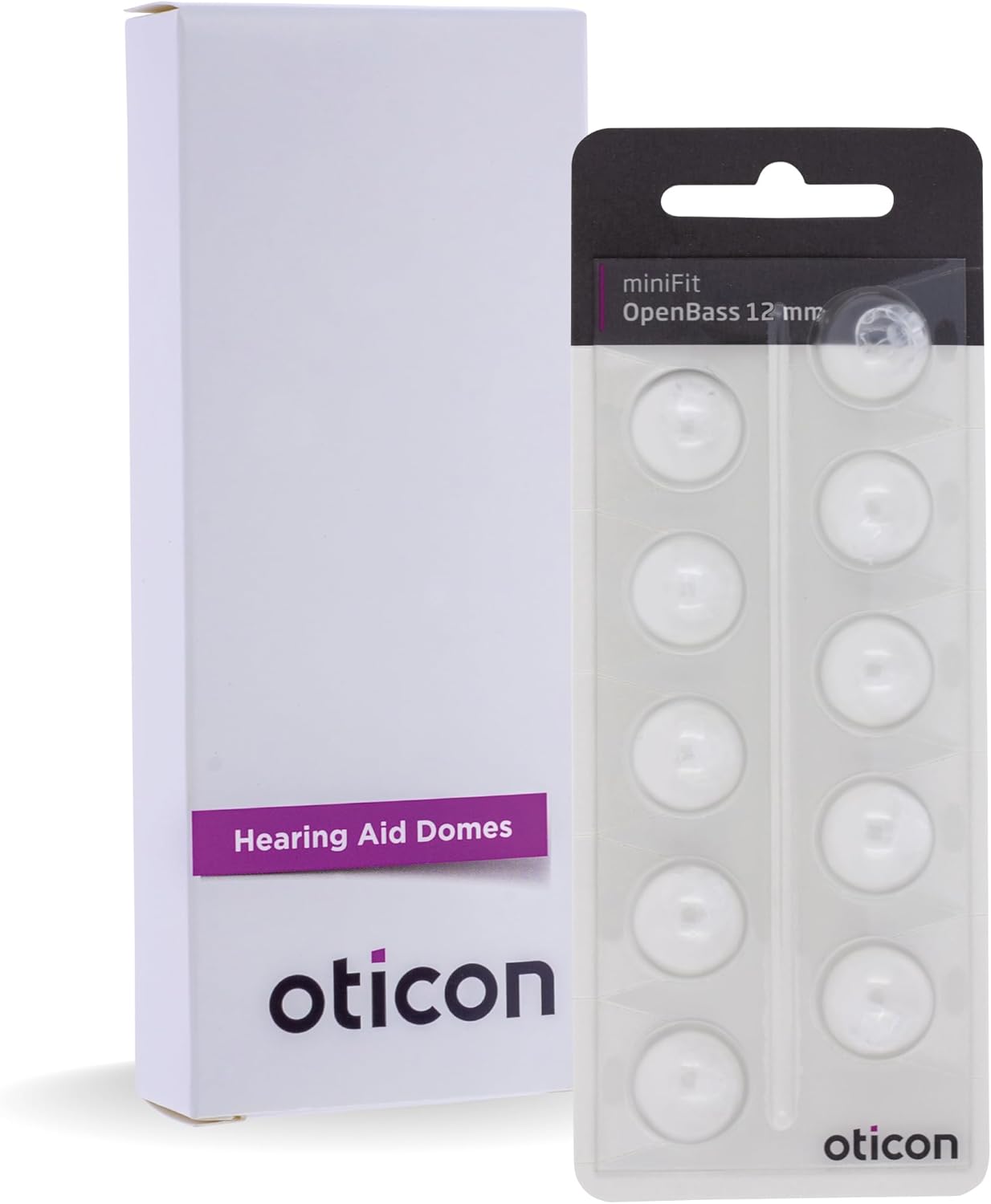 Genuine Oticon Minifit Open Bass 12mm (0.47 inches - Too Big) Hearing Aid Domes, OEM Denmark Replacements, Authentic Accessories for Optimal Performance -1 Pack/10 Domes Total