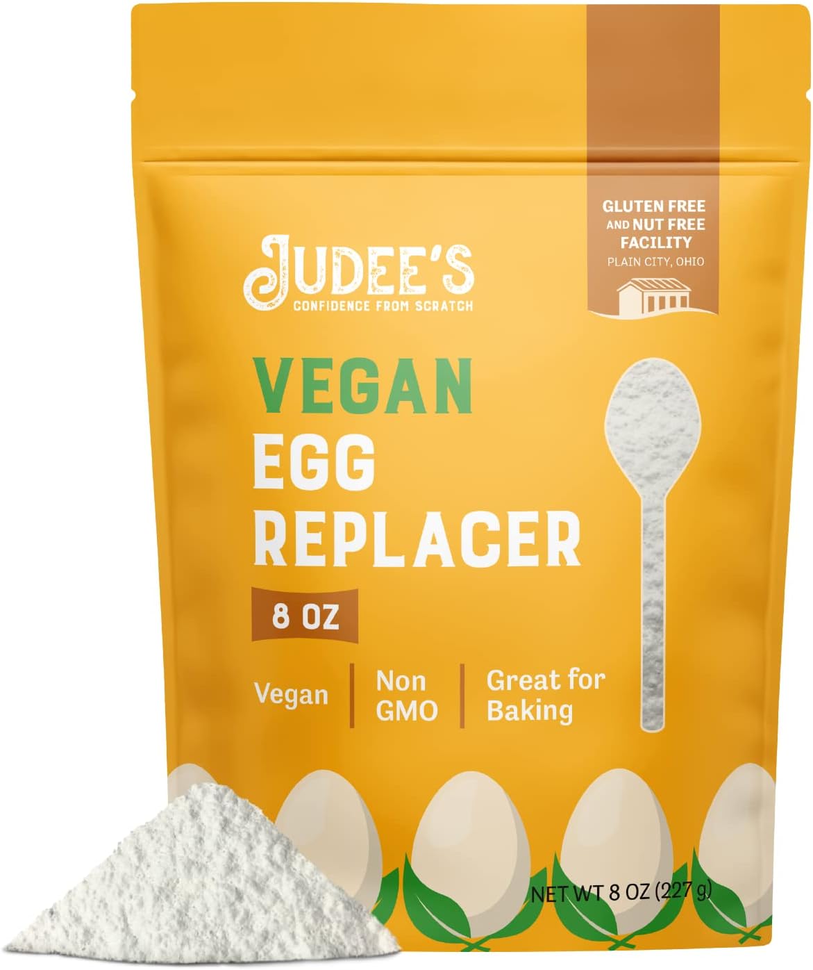 Judee's Gluten Free Egg Replacer Powder - Egg Replacer for Baking & Vegan-Friendly - Non-GMO & Preservative-Free Keto-Friendly Formula - Vegan Baking Supplies - 8 Ounce