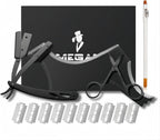 Megan beard shaping tool,5 piece set beard shaper for man - include professional straight edge razor,template guide,10 count of double edge blades,barber pencil and stainless steel scissors.