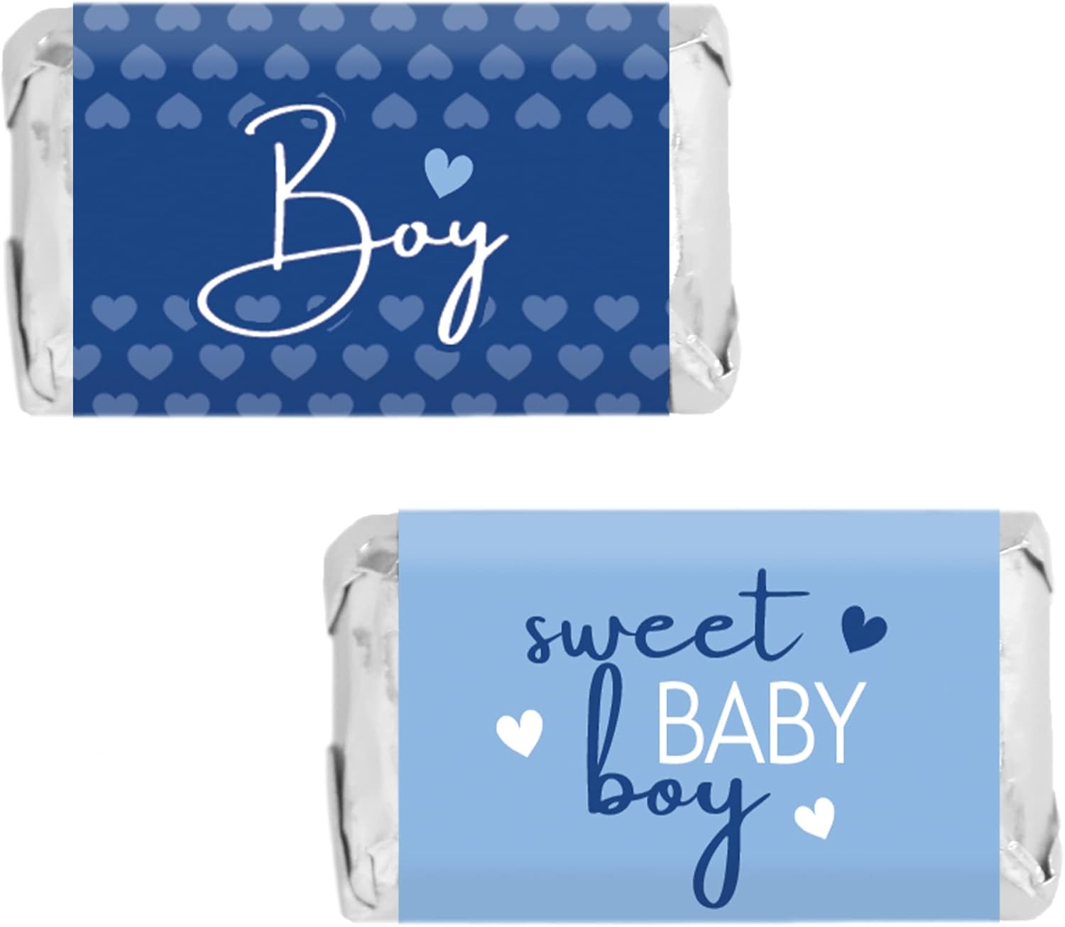 Blue It's a Boy Baby Shower Wrappers for Mini Chocolate Bars, Sweet Baby Boy Party Favor Candy Labels - 42 Count