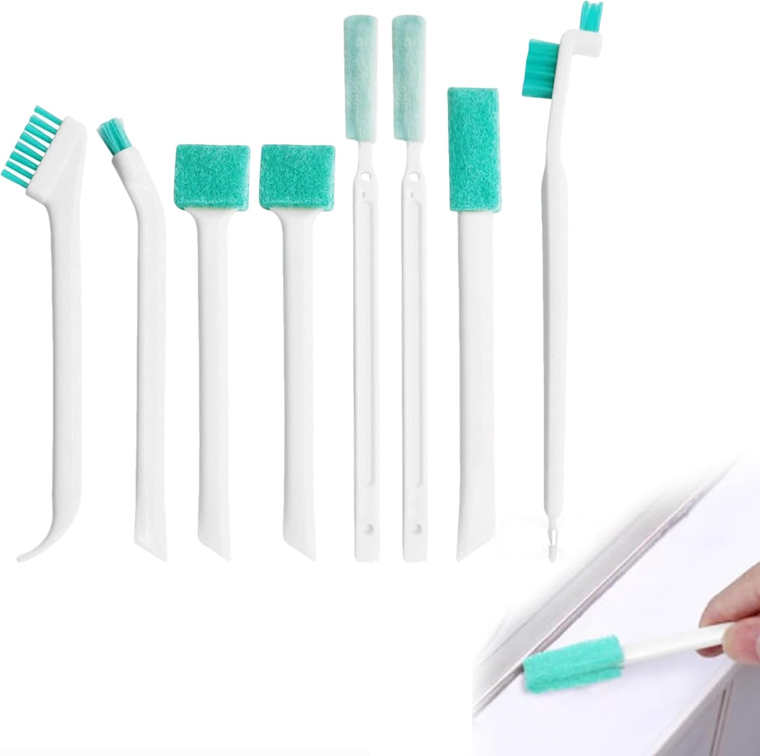 8Pcs Multi-Functional Crevice Cleaning Brush Set - Cup Lid Gap Cleaner, Bottle & Nipple Detail Brush, Long Handle Kitchen Sink & Groove Scrubber for Home Use