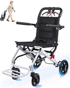 Wheelchairs for Adults,Transport Lightweight Foldable with Flip-up armrests, Portable Folding Travel Wheel Chairs for Seniors（220 lbs Weight Limit）