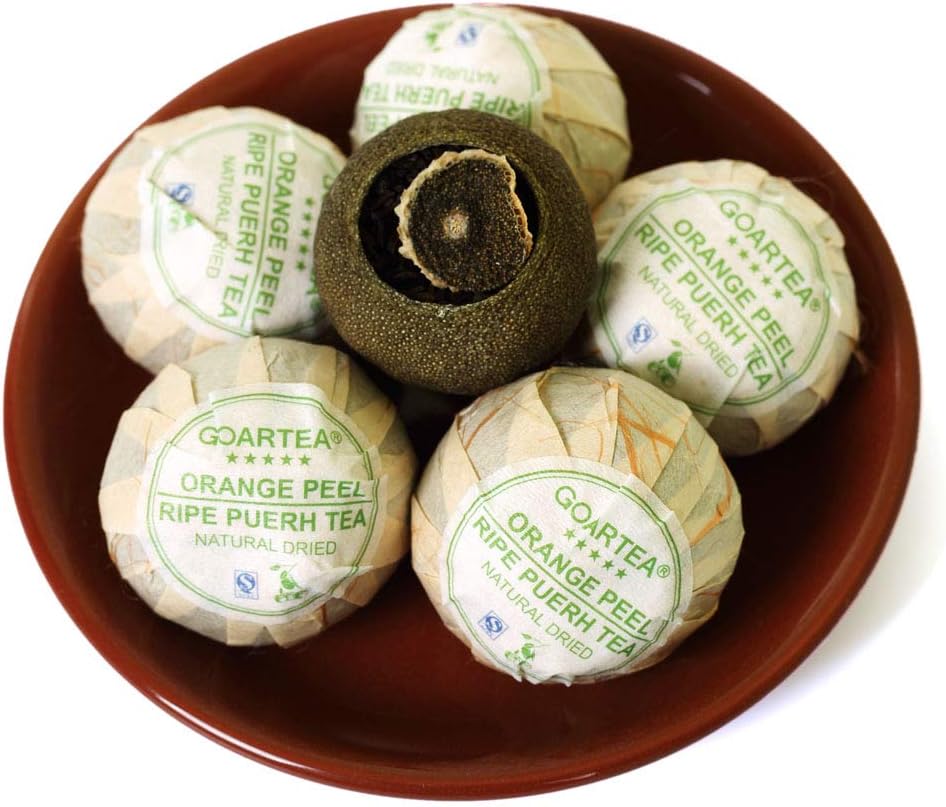 GOARTEA Puerh Tea 50g / 1.76oz Ripe Shu Premium Gongting Grade Xinhui Orange Peel Green Chenpi Citrus - Chinese Yunnan Puer Pu'er Pu-erh Tea