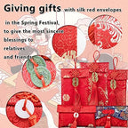 12 Pieces Silk Red Envelope Chinese Red Pocket Lucky Money Hong Bao Card Envelope for Spring Festival Wedding New Year Birthday, 12 Styles with Chinese Knot Jade Pendant Copper Coin