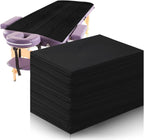 Tatuo 50 Pieces 31 x 70 Inches Disposable Bed Sheets Waterproof Bed Cover Massage Table Sheet Non-woven Fabric for Spa, Lash, Beauty Salon, Waxing, Hotels(Black)