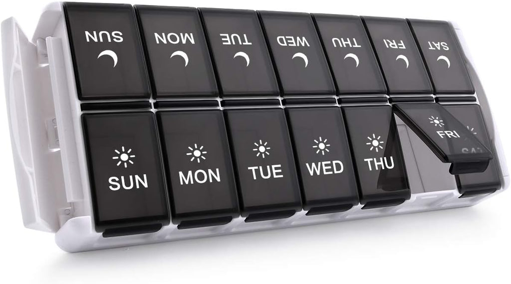 TookMag Weekly Pill Organizer 2 Times a Day, Easy Fill Medicine Pill Organizer AM PM Pill Case, Large Capacity 7 Day Pill Box for Pills/Vitamin/Fish Oil/Supplements (Patent Registered)