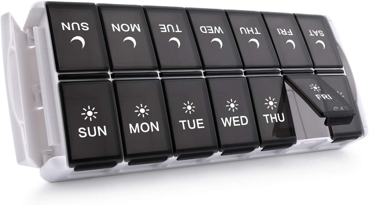 TookMag Weekly Pill Organizer 2 Times a Day, Easy Fill Medicine Pill Organizer AM PM Pill Case, Large Capacity 7 Day Pill Box for Pills/Vitamin/Fish Oil/Supplements (Patent Registered)