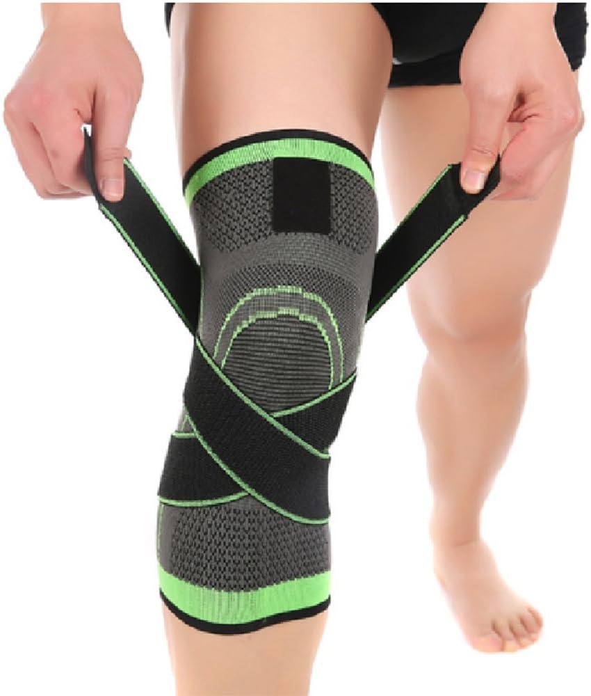 Knee Brace Support for Men Women Knee Compression Sleeve Non-Slip for Running, Hiking, Soccer, Basketball for Meniscus Tear Arthritis ACL Single Wrap (L(15.7''-17.7''),Single Green)