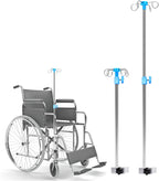 IV Poles for Wheelchair Infusion Stand, Medical Grade Reinforced Stainless Steel Portable IV Stand with 4 Hooks and Solid Metal Base, Telescopic Iv Pole Adjustable Height 29.5-52.5 Inches