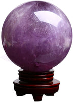Natural Healing Crystal Balls Rock Stone Sphere 2.36" Chakra Crystal Ball with Wood Stand for Decorative Ball, Witchcraft Divination, Mineral Specimens,Amethyst