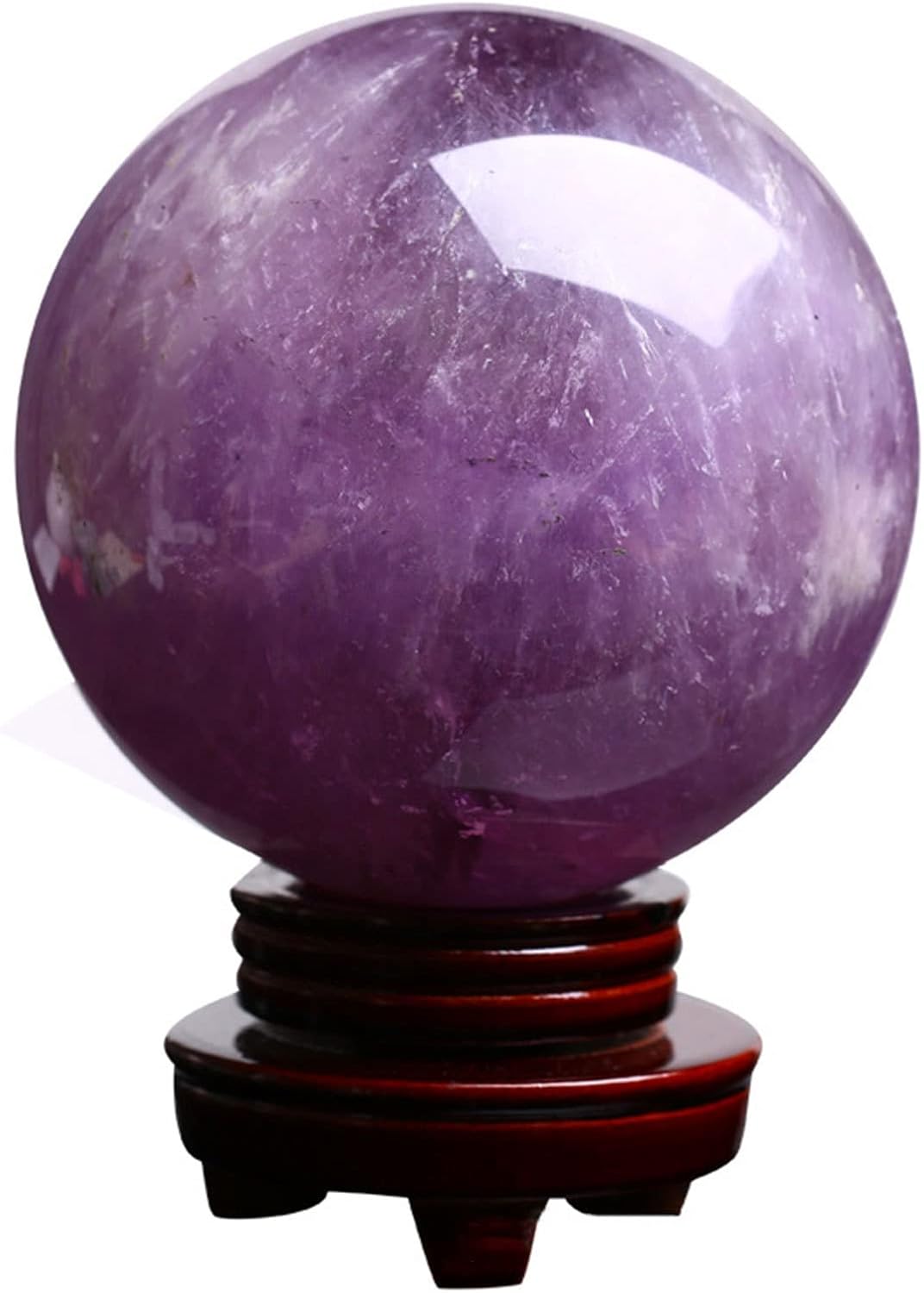 Natural Healing Crystal Balls Rock Stone Sphere 2.36" Chakra Crystal Ball with Wood Stand for Decorative Ball, Witchcraft Divination, Mineral Specimens,Amethyst