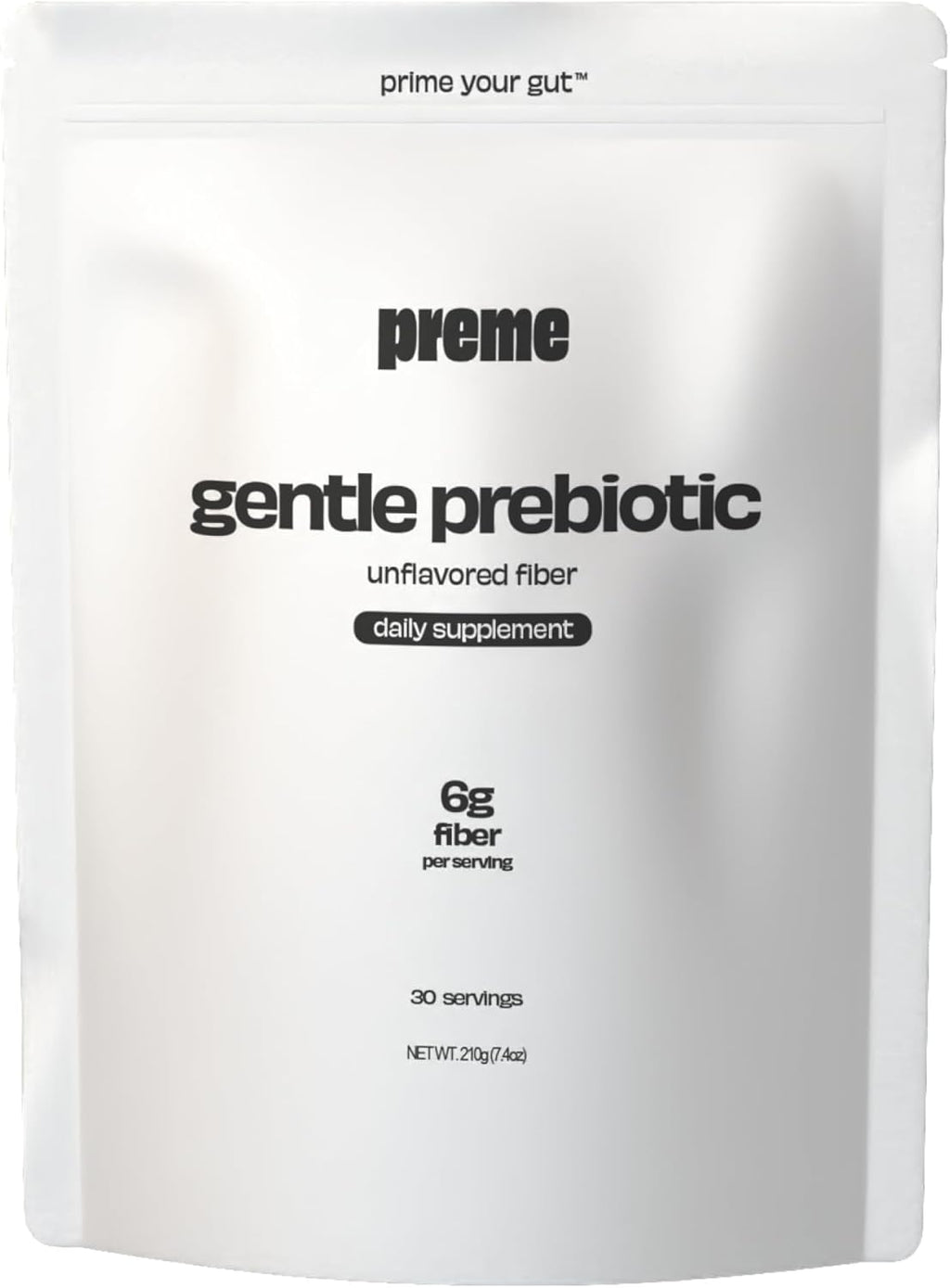 Preme Gentle Prebiotic Fiber – Unflavored Low FODMAP Organic Soluble Fiber Powder for Improved Digestion, Smooth Tasteless Fiber that Dissolves Into Drinks & Recipes, 30 Servings