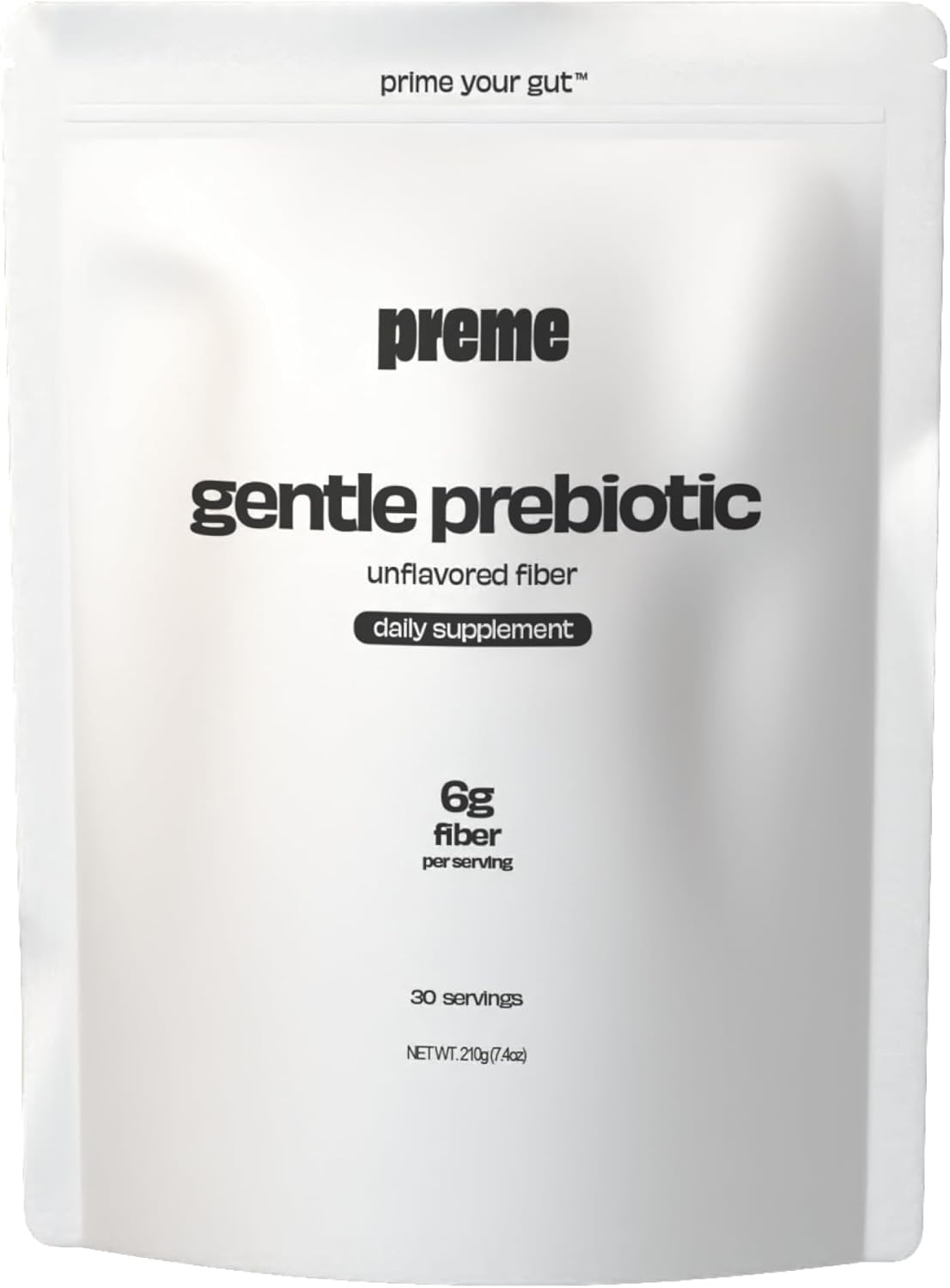 Preme Gentle Prebiotic Fiber – Unflavored Low FODMAP Organic Soluble Fiber Powder for Improved Digestion, Smooth Tasteless Fiber that Dissolves Into Drinks & Recipes, 30 Servings