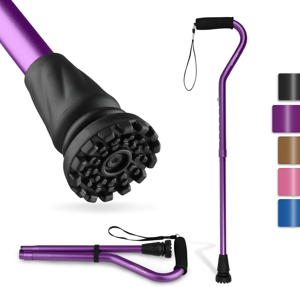GPTCAMP Walking Cane and Walking Stick for Men Women,Lightweight Folding Canes with Offset Soft Cushioned Handle,Adjustable & Collapsible,Mobility & Leg Surgery Recovery