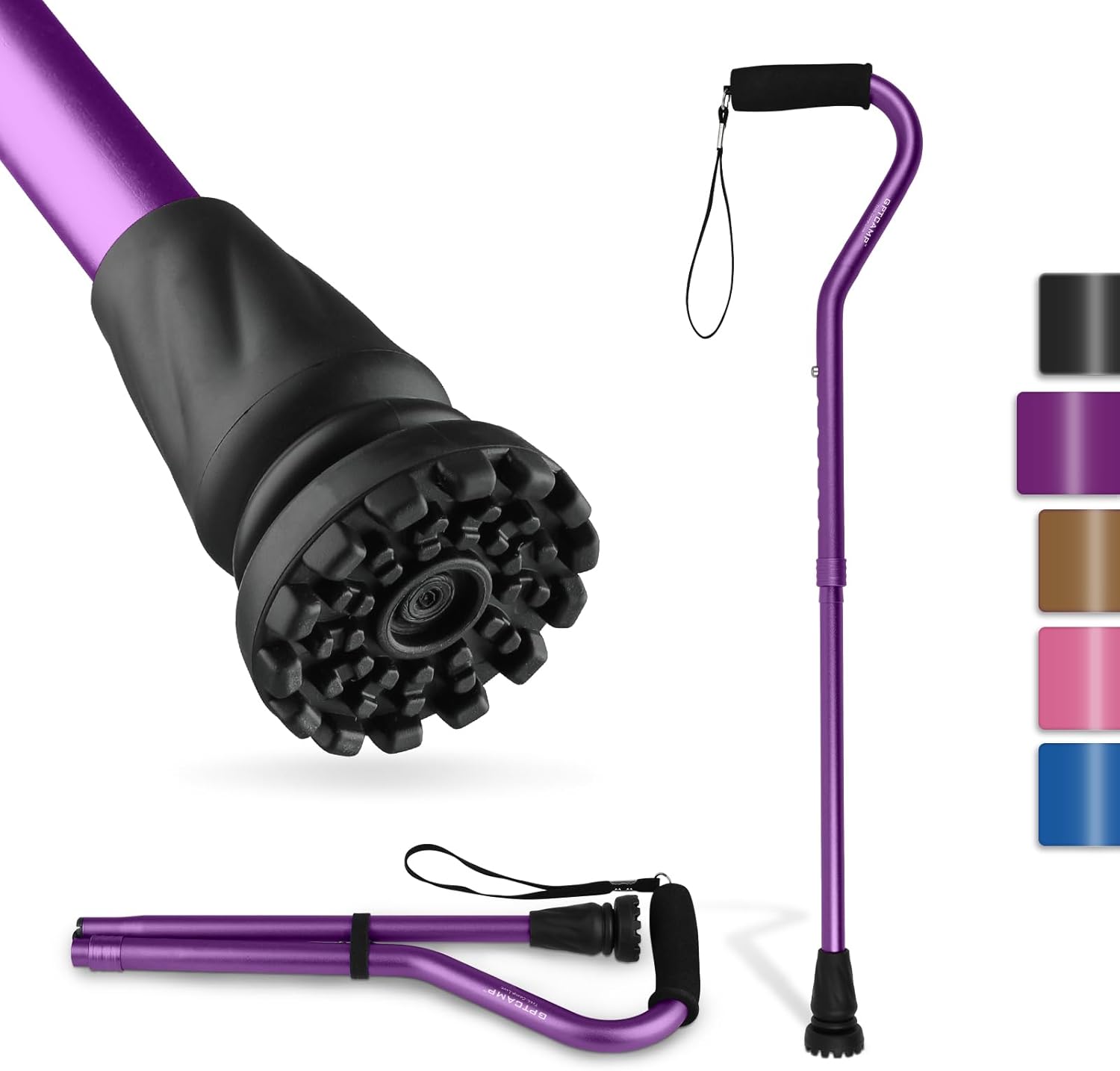GPTCAMP Walking Cane and Walking Stick for Men Women,Lightweight Folding Canes with Offset Soft Cushioned Handle,Adjustable & Collapsible,Mobility & Leg Surgery Recovery