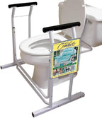 Deluxe Toilet Safety Frame, Freestanding with Magazine Rack, 300lb Capacity | Adjustable Height Bathroom Rail for Seniors, Disabled & Surgery Recovery