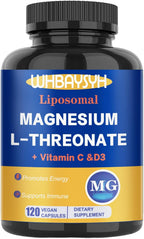 Magnesium L-Threonate Supplement 2000mg,Liposomal Magnesium Threonate High Absorption for Energy &Immune,Vegan, Non-GMO,120 Capsules(Pack of 1)