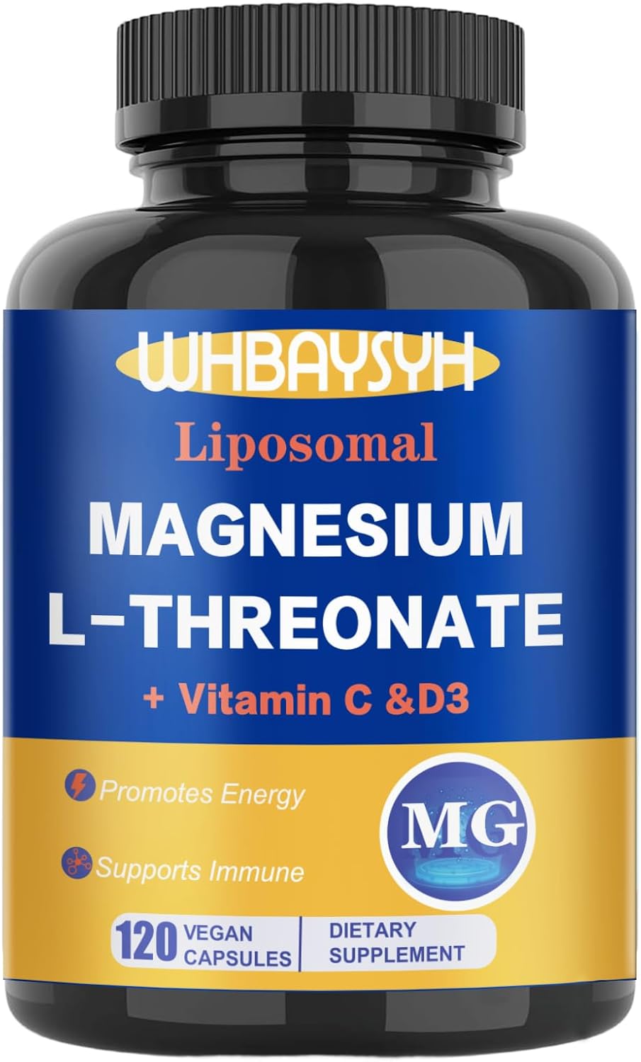 Magnesium L-Threonate Supplement 2000mg,Liposomal Magnesium Threonate High Absorption for Energy &Immune,Vegan, Non-GMO,120 Capsules(Pack of 1)