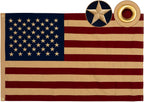 Cotton Vintage American Flag 3x5 Feet, Heavy Duty Tea Stained US USA Flags with 2 Brass Grommets, 250th Anniversary Antiqued United State Flag Rustic Old Style for Outside