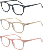 MODFANS Women Reading Glasses Men Matte Readers,Lightweight Glossy Frame Flexible Spring Hinge Stylish Eyeglasses with Pouch/Cloth
