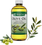 De La Cruz Pure Olive Oil - Natural Expeller Pressed Olive Oil for Hair and Skin - Lightweight Body Oil for Dry Skin 8 Fl Oz