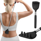 Back Scratcher Extendable Silicone Bear Claw Manual Massager Tool Telescoping Stocking Stuffers Black for Itches Lotion Application Spa Men Women Kids Adults Baby the Disabled